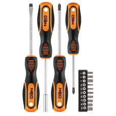 Neo Tools Викрутки, набір 14шт, 10 біт, SL,PH,Torx, сталь CrV (04-196)