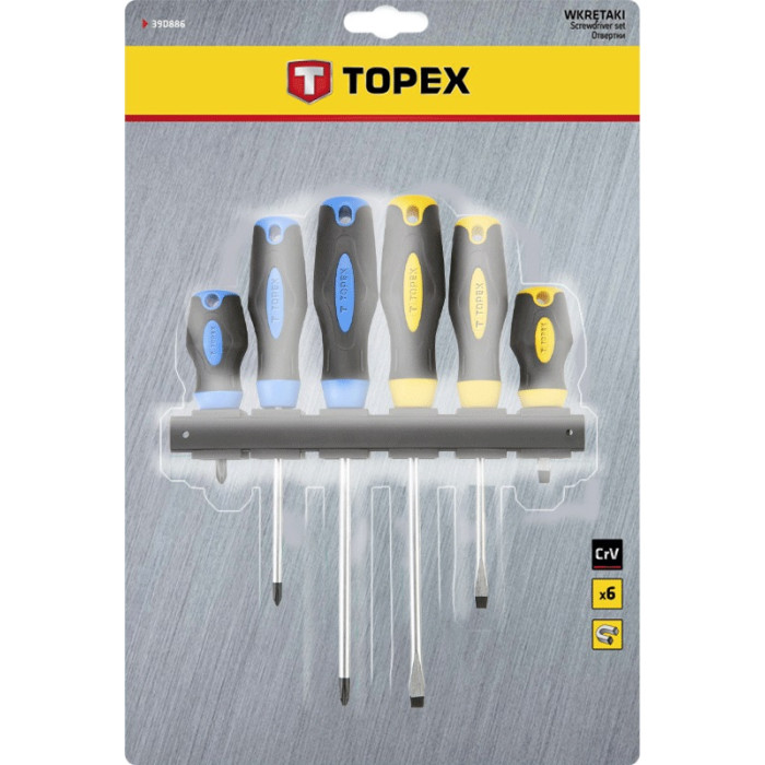 Topex Викрутки, набір 6 од., SL, PH (39D886)