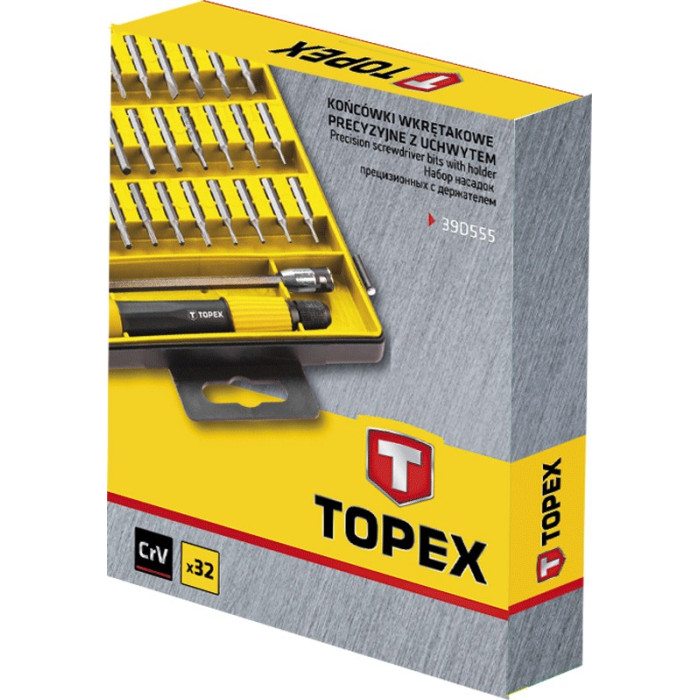 Topex Набір біт, прецизійні, 32 од., бітотримач, 30 біт 30 мм, кейс (39D555)