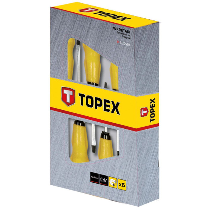 Topex Викрутки, ударні, набір 6 од., SL, PH (39D504)