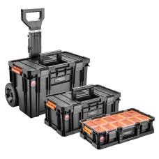 Neo Tools Модульна система, на коліщатках, 3 модулі (2 бокси + органайзер), об'єм 78л, вантажопідйомність 35кг (84-066)