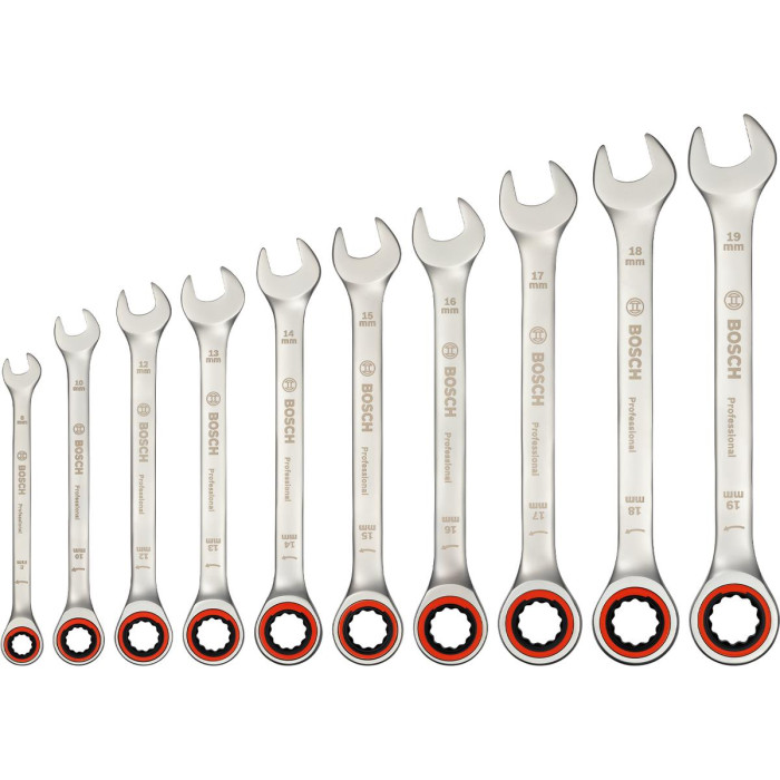 Ключі комбіновані Bosch, набір 10шт, 6-19мм (1600A02AU0)