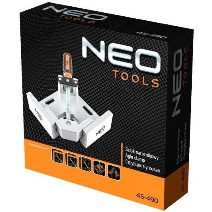 Neo Tools Струбцина, кутова, алюмінієва, напрямна 95мм, 70х70мм (45-490)