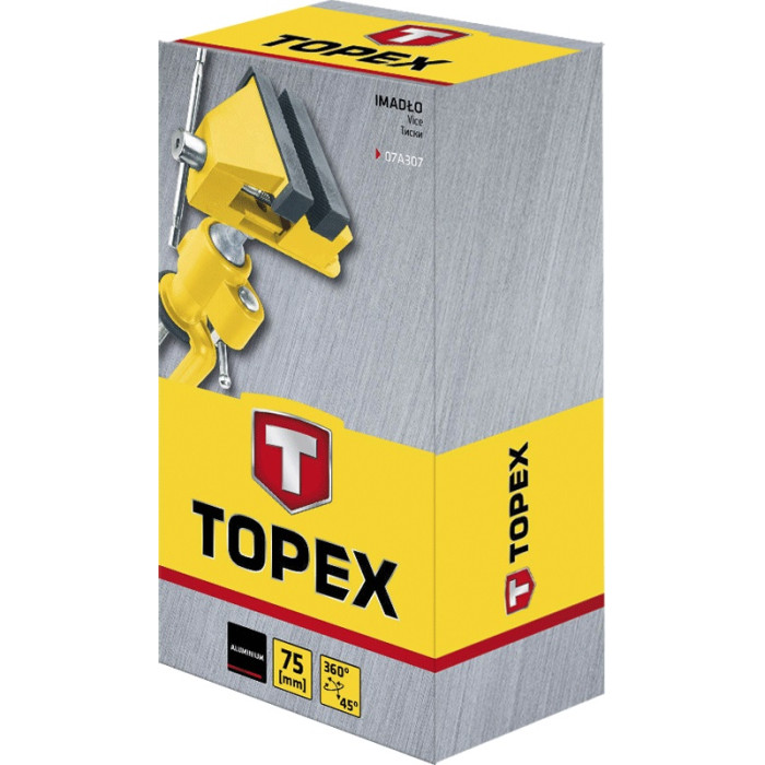 Лещата TOPEX, поворотні, алюмінієві, кут 45°, поворот 360°, 75мм, 0.85кг (07A307)