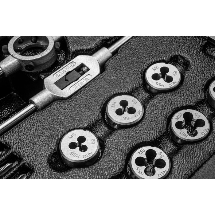 Neo Tools Плашки та мітчики, набір 31шт, M3-M12 (84-246)