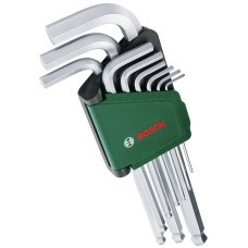 Ключі шестигранні Bosch, набір 9шт, кулястий наконечник, 1.5-10мм, CrV (1600A032V1)