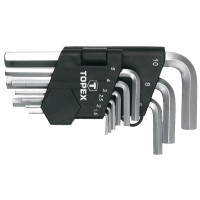 Topex Ключі шестигранні, набір 9шт, короткі, CrV, 1.5-10мм (35D955)