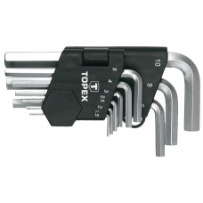 Topex Ключі шестигранні, набір 9шт, короткі, CrV, 1.5-10мм (35D955)