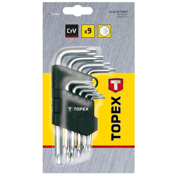 Topex Ключі Torx, набір 9 од., T10-T50, короткі (35D960)