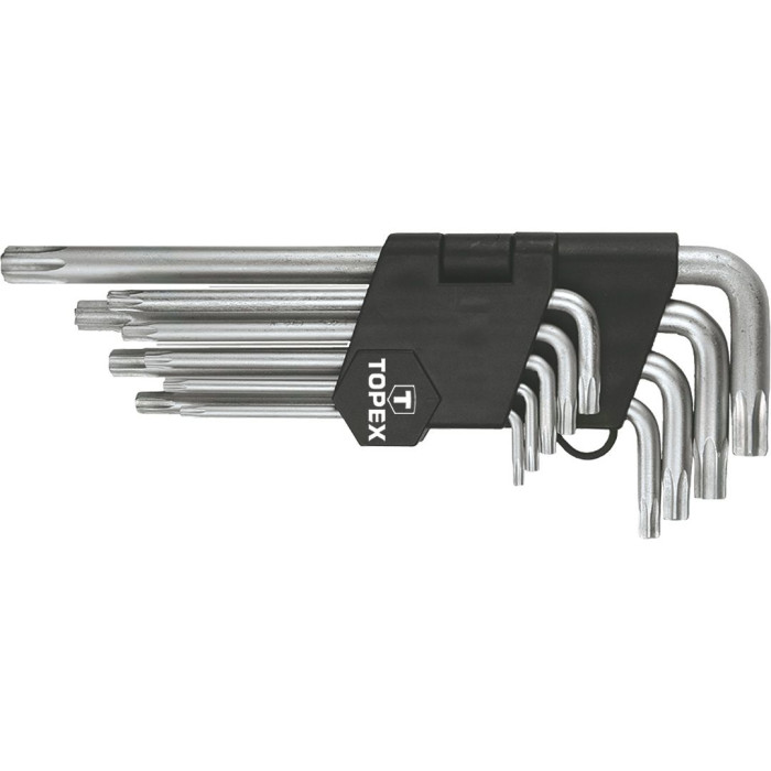 Topex Ключі Torx, набір 9 од., Torx з отвором, T10-T50, довгі (35D961)