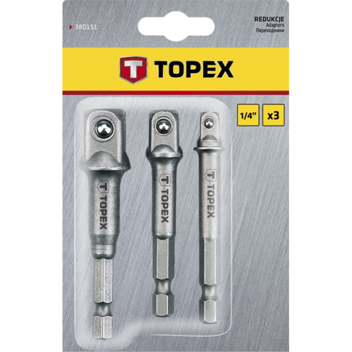Topex Перехідник для змінних головок, набір 3 од., 1/4
