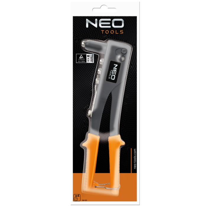Neo Tools 18-101 Заклепочник для сталевих i алюмiнiєвих заклепок 2.4, 3.2, 4.0, 4.8 мм (18-101)