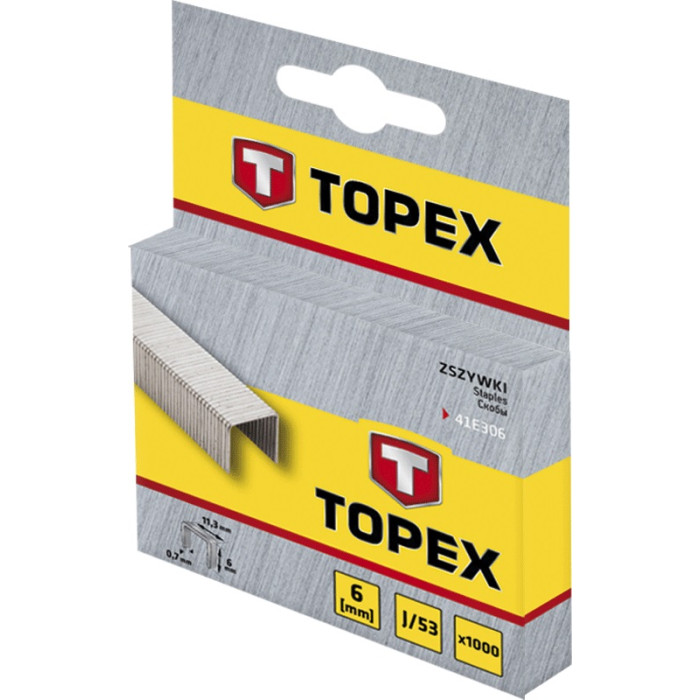 Topex 41E308 Скоби, тип J, 8 мм, 1000 шт. (41E308)