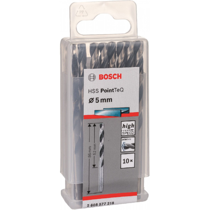 Bosch Свердло по металу HSS-PointTeQ, 5х52х86мм, 10шт (2608577218)
