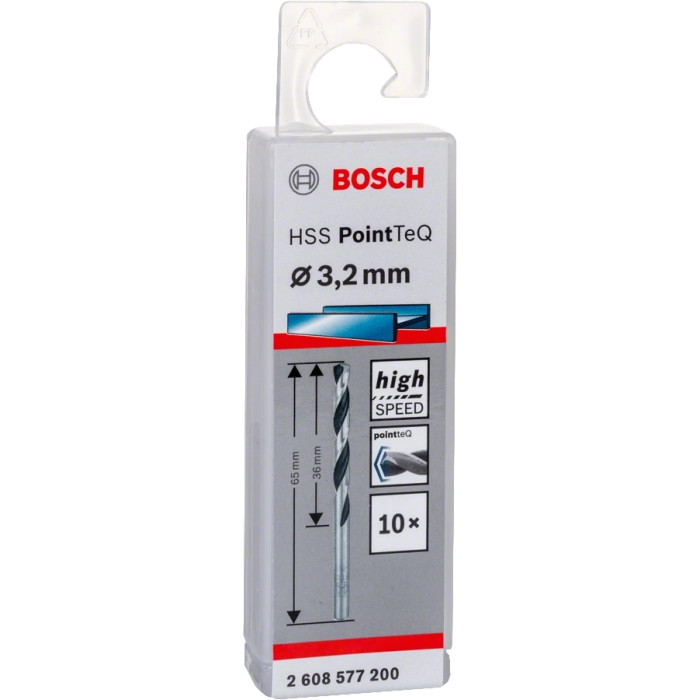 Bosch Свердло по металу HSS-PointTeQ, 3.2х36х65мм, 10шт (2608577200)