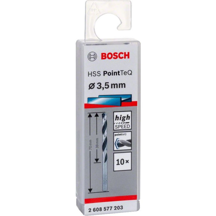 Bosch Свердло по металу HSS-PointTeQ, 3.5х39х70мм, 10шт (2608577203)