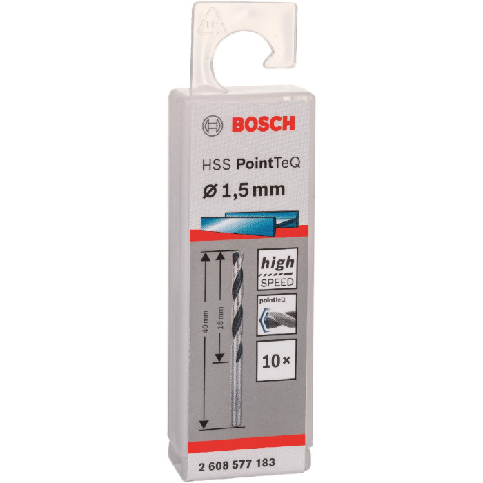 Bosch Свердло по металу HSS-PointTeQ, 1.5х18х40мм, 10шт (2608577183)
