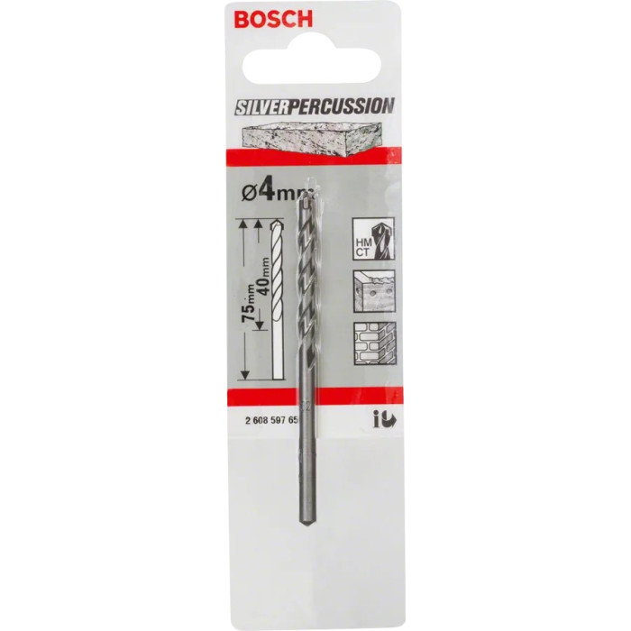 Bosch Свердло по бетону CYL-3, 4х40х75мм SilverPercussion (2608597656)