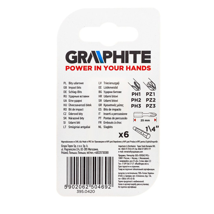 Graphite Біти ударні, набір 6шт, 1/4