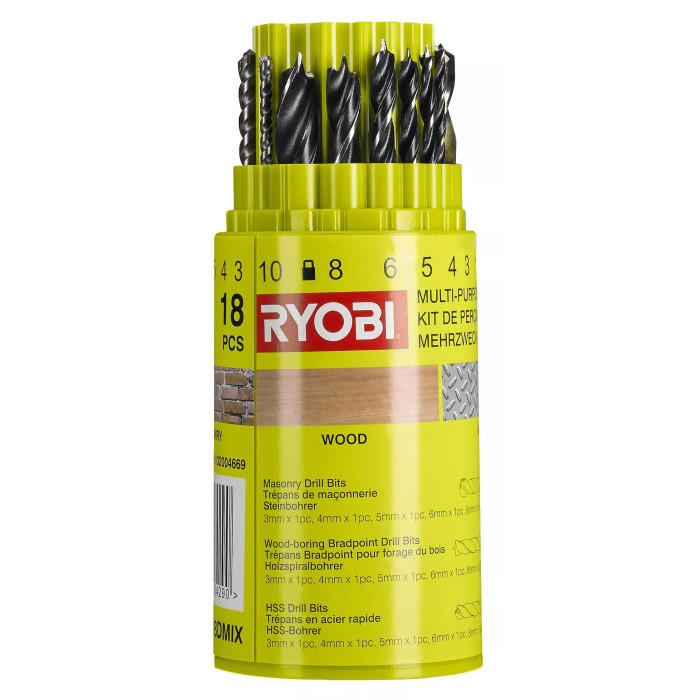 Ryobi Набір свердел RAK18DмIX, 18шт (5132004669)