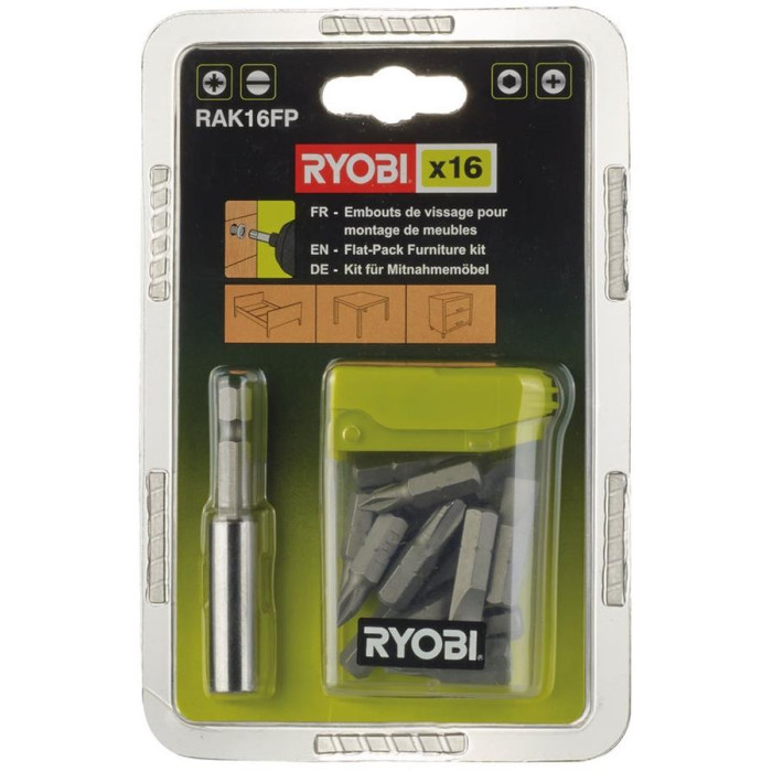 Набір біт Ryobi RAK16FP 15 біт 25мм магнітний тримач біт 60мм (5132002679)