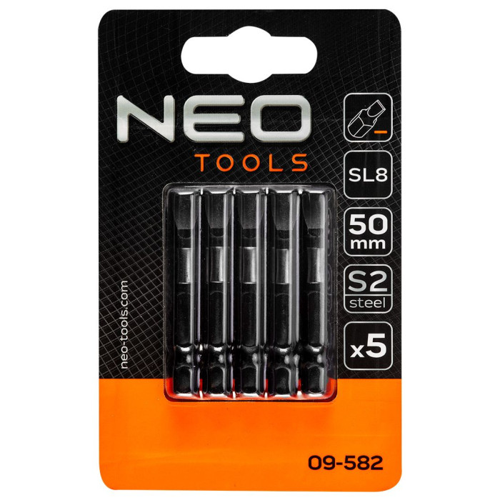 Neo Tools 09-582 Біти ударні S2, 50 мм, SL8 - 5 шт. (09-582)