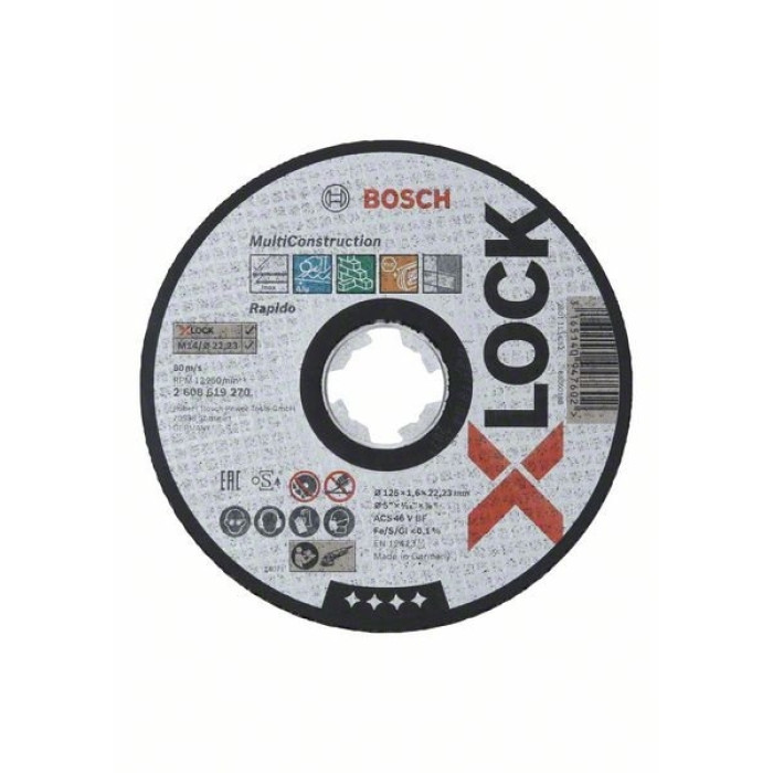 Круг відрізний Bosch X-Lock Expert for Metal & Inox 125x1x22.23 мм (2608619264) 