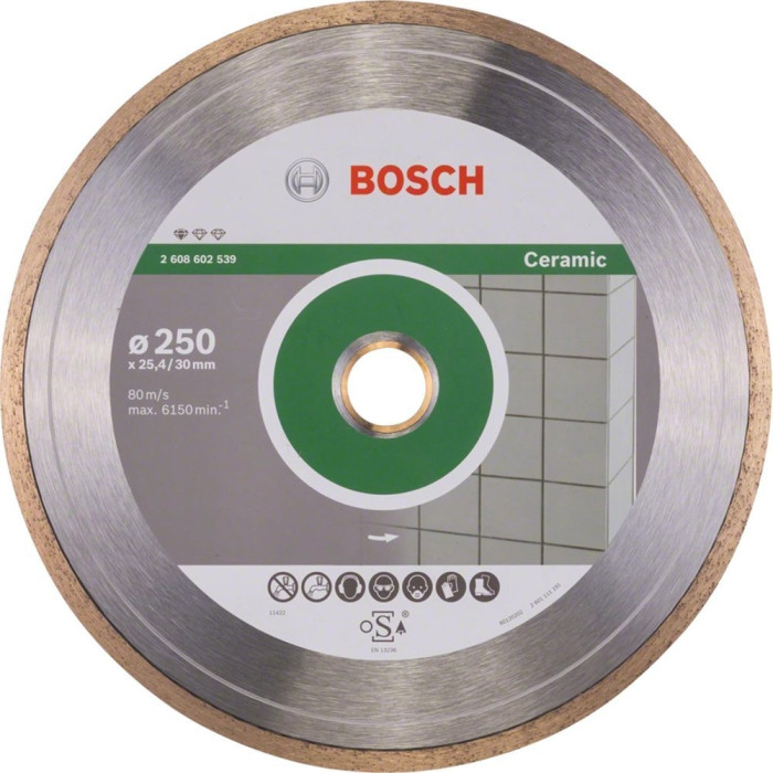 Bosch Диск алмазний Standard for Ceramic, 250 мм, 25.4-30мм, 1.6мм, 7мм (2608602539)