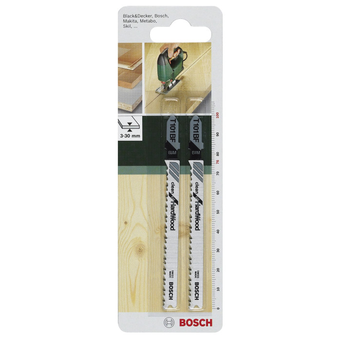 Bosch Полотно пиляльне для електролобзика BiM по дереву, T 101 BF, 2.7х100мм, 2шт (2609256728)