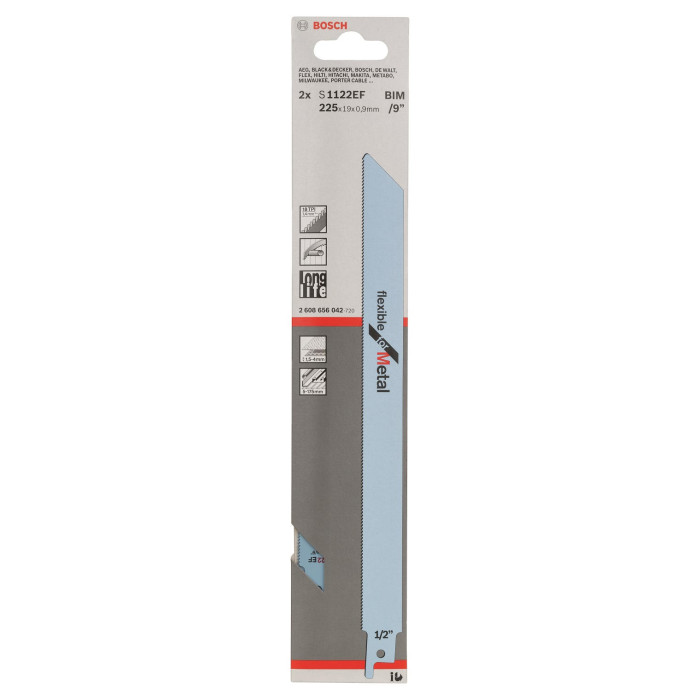 Bosch Полотно пиляльне для шабельної пилки по металу, S 1122 EF, 18TPI, 2шт (2608656042)