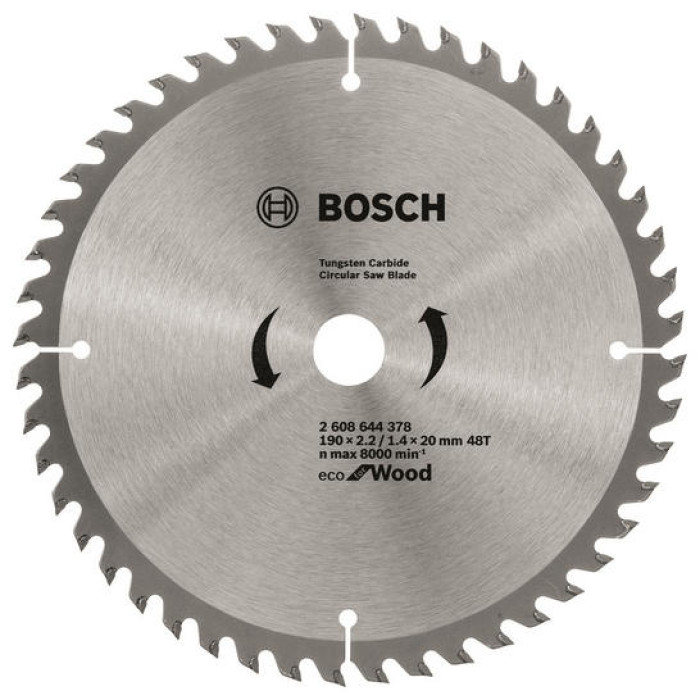 Bosch Диск пиляльний Eco for Wood 190x2.2x20-48T (2608644378)