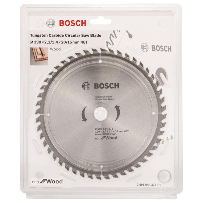 Bosch Диск пиляльний Eco for Wood 190x2.2x20-48T (2608644378)