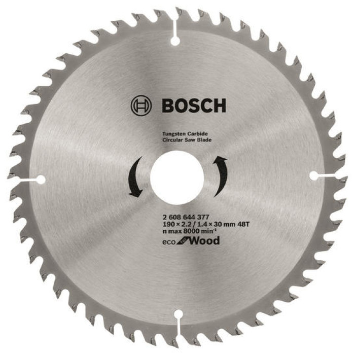 Bosch Диск пиляльний Eco for Wood 190x2.2x30-48T (2608644377)
