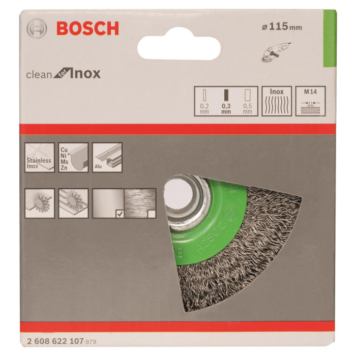 Bosch Щітка дискова Bosch нержавіюча 115мм, 0.3мм, M14 (2608622107)