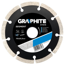 Диск алмазний GRAPHITE, сегментовиний, висота сегменту 8мм, 115х 22.2мм (57H616)