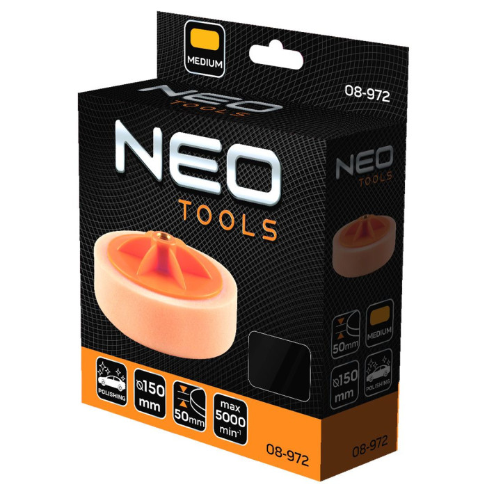 Диск полірувальний Neo Tools, губка середньої твердості , M14, 150x50мм (08-972)