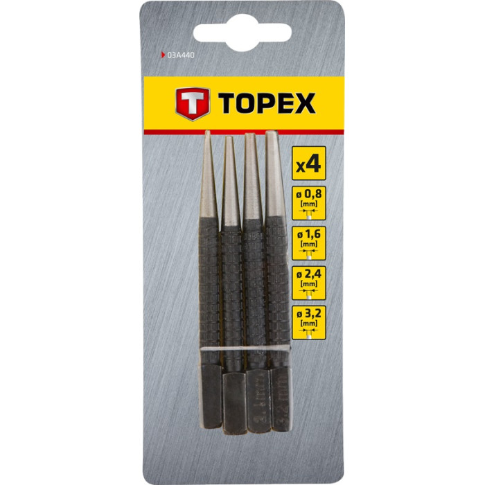 Topex Добійник, набір 4шт, 0.8-3.2мм (03A440)