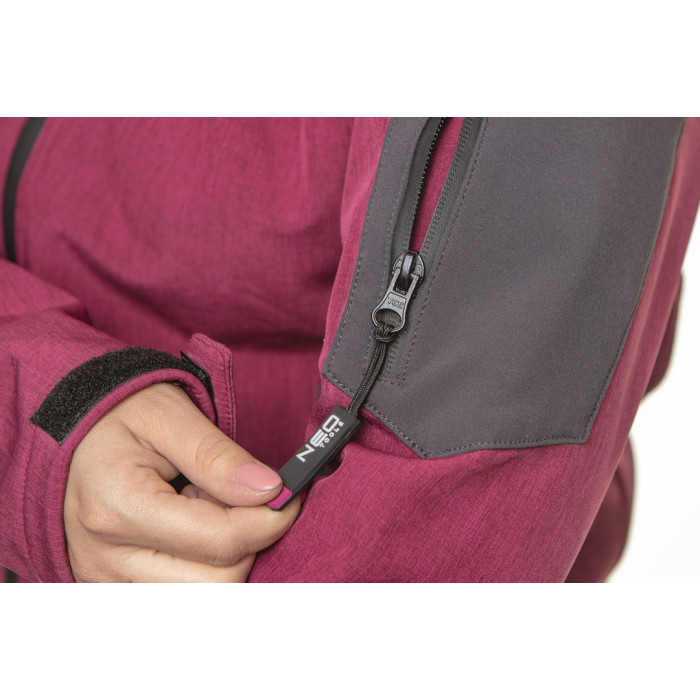 Neo Tools Жіноча робоча куртка softshell, з мембраною водонепроникна 8000, дихаюча 100* [Куртка робоча Softshell Woman Line, підкладка фліс, капюшон, M(38), червоний] (80-550-M)