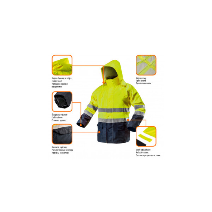 Neo Tools Робоча куртка підвищеної видимості, Oxford 300D, жовта [81-720-XL] (81-720-XL)