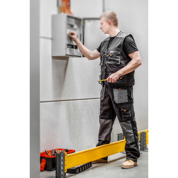 Neo Tools Жилет робочий HD, посилення тканиною Oxford, потрійний шов, M(50), сірий (81-260-M)