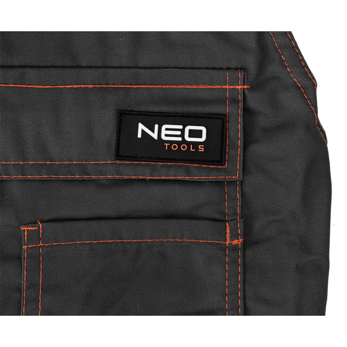Neo Tools Напівкомбінезон робочий Basic, відсік для наколінників, L(52), сірий (81-430-L)