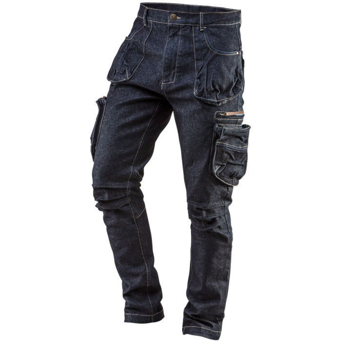 Neo Tools Штани робочі DENIM, 5 кишень [Штани робочі Denim, 98% бавовна та 2% еластан, XXL(56), синій темний] (81-229-XXL)