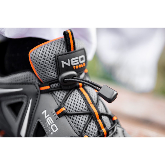 Neo Tools Кросівки робочі, легкі, дихаючі, підошва EVA з гумовим покриттям, клас захисту OB, SRA, р.47 (82-728)
