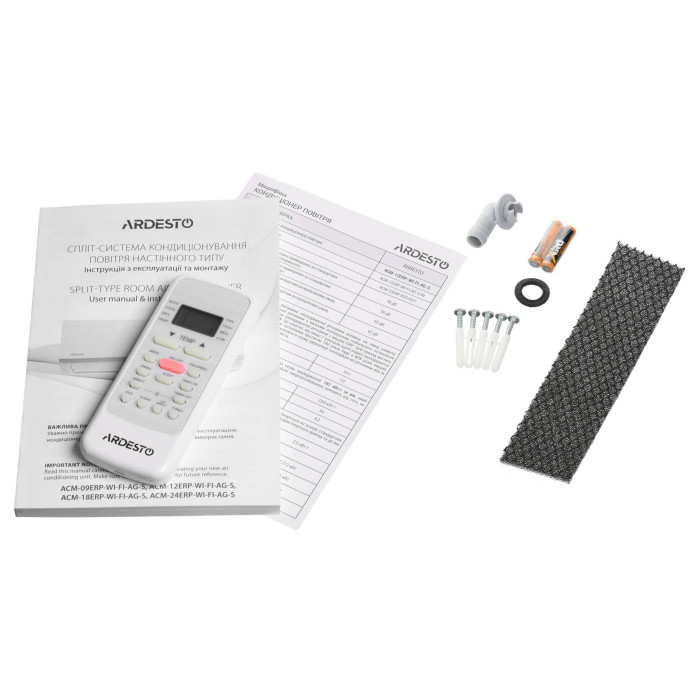 ARDESTO Кондиціонер ACM-24ERP-R32-WF-AG-S, 70 м2, ERP інвертор, A++/A+, до -20°С, Wi-Fi, R32, білий (ACM-24ERP-R32-WF-AG-S)