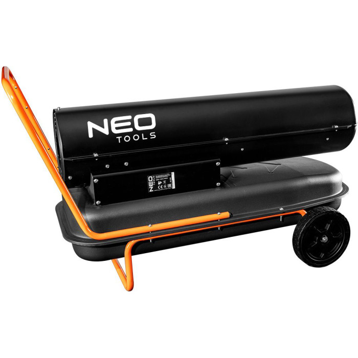 Neo Tools Теплова гармата дизель/гас, 50 кВт, 1100м3/год, прямого нагріву, бак 50л, витрата 4.7л/год, IPX4, колеса (90-082)