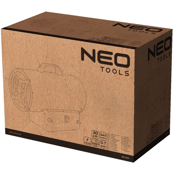 Neo Tools Теплова гармата газова, 30кВт, 300м кв., 1000м куб./год, чорний (90-084)