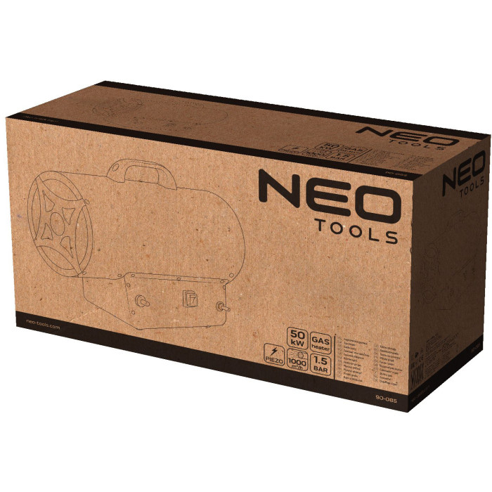 Neo Tools Теплова гармата газова, 50кВт, 500м кв, 1000м куб/год, чорний (90-085)