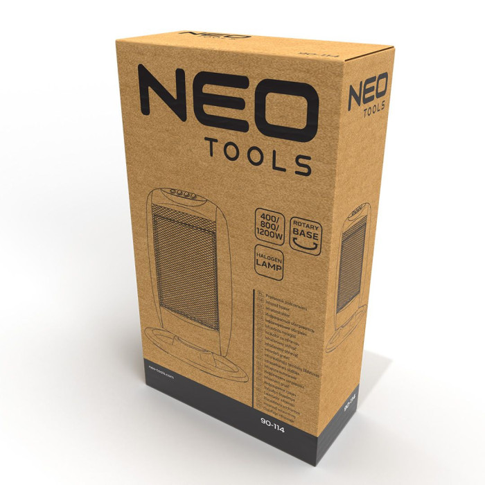 Neo Tools Обігрівач інфрачервоний, 1200Вт, галогенний нагрів. елемент, функція осциляції, сірий (90-114)
