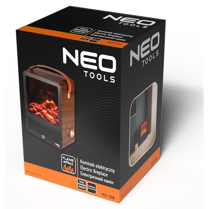 Камін електричний, декоративний Neo Tools, 850/1500Вт, 15–20м2, регулятор, 25х14.4х30.4см, дерево (90-156)