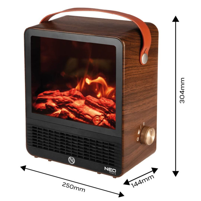 Камін електричний, декоративний Neo Tools, 850/1500Вт, 15–20м2, регулятор, 25х14.4х30.4см, дерево (90-156)